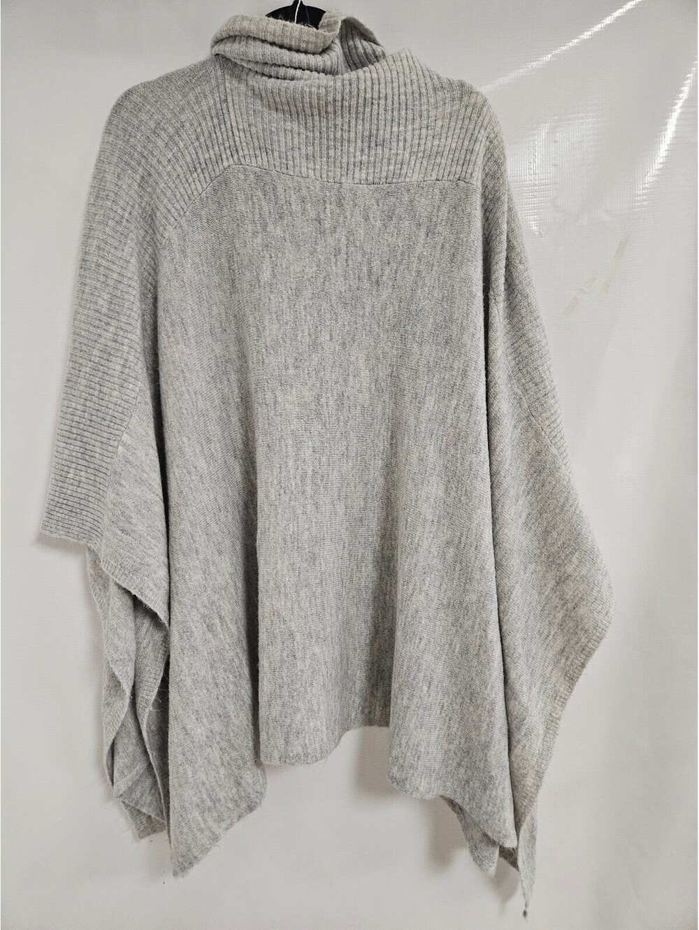 Simply Vera Vera Wang Gray Knit Poncho Sweater with Cowl Neck Size S/M